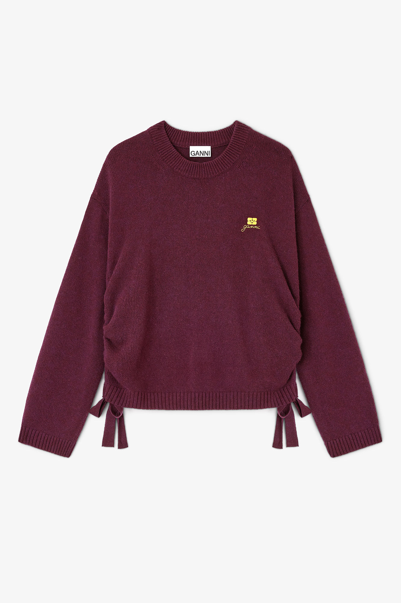 Burgundy Wool Mix Jumper, Viscose, in colour Burgundy - 1 - GANNI