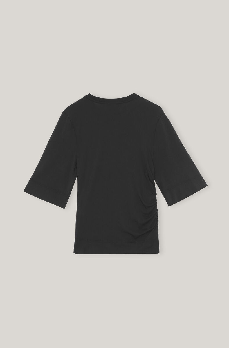 Software Light Stretch Jersey Fitted Short Sleeve T-shirt, Elastane, in colour Black - 2 - GANNI