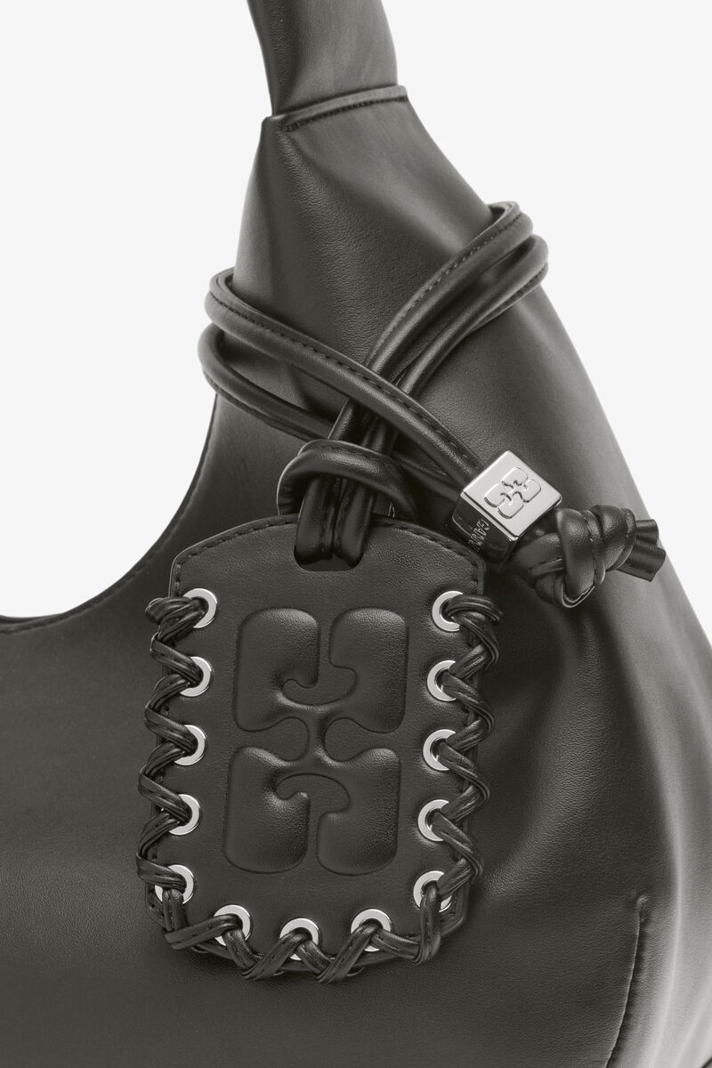 Sac Hobo moyen gris acier, Recycled Leather, in colour Steal Grey - 4 - GANNI