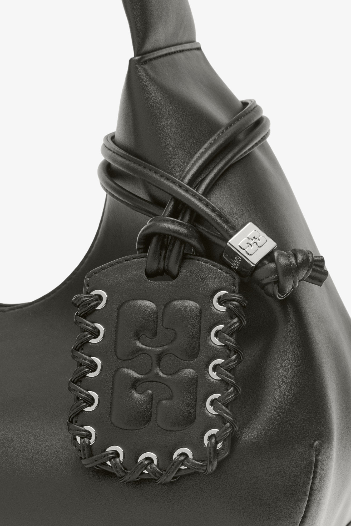 Sac Hobo moyen gris acier, Recycled Leather, in colour Steal Grey - 4 - GANNI