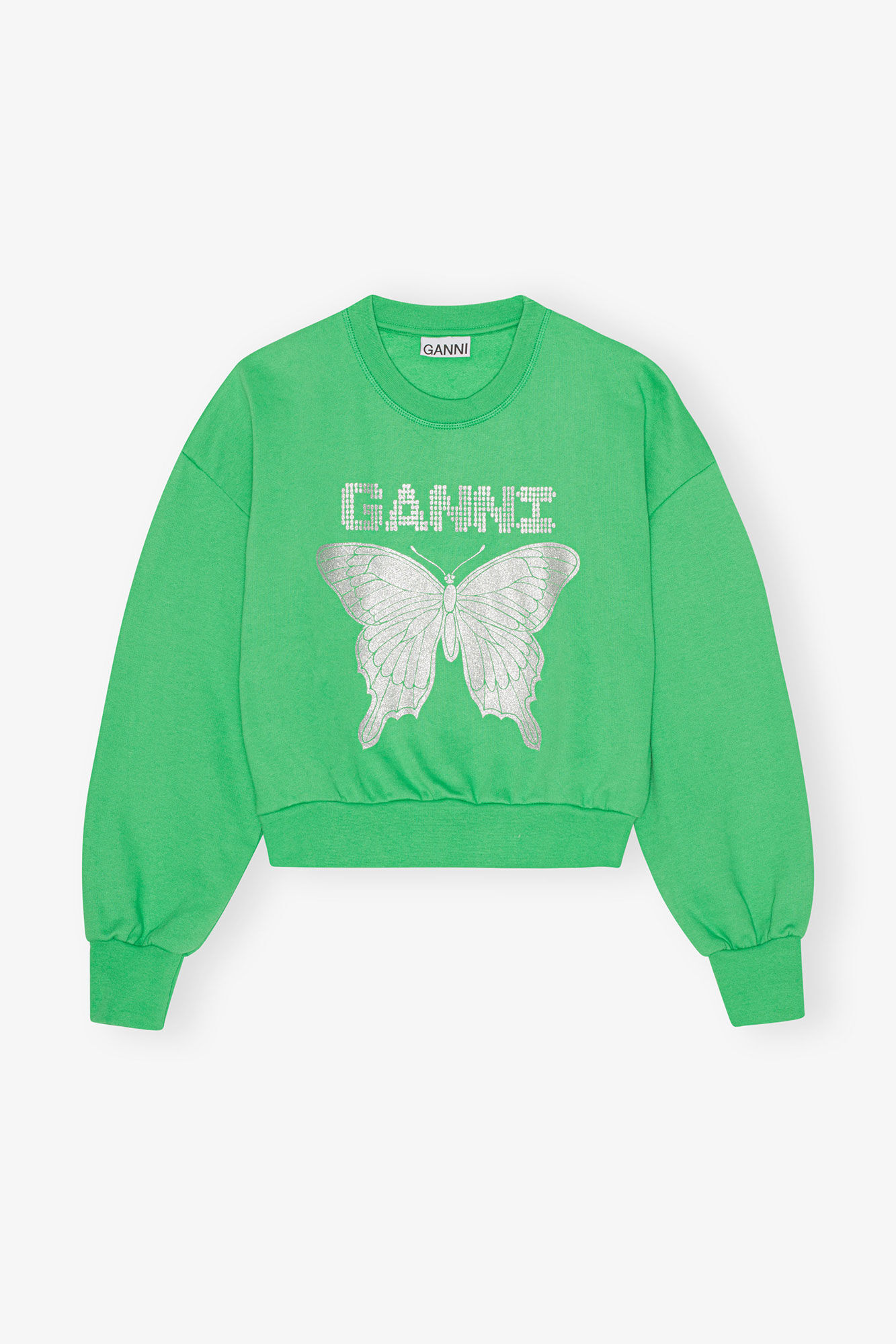 Green Butterfly Sweatshirt, Cotton, in colour Kelly Green - 1 - GANNI