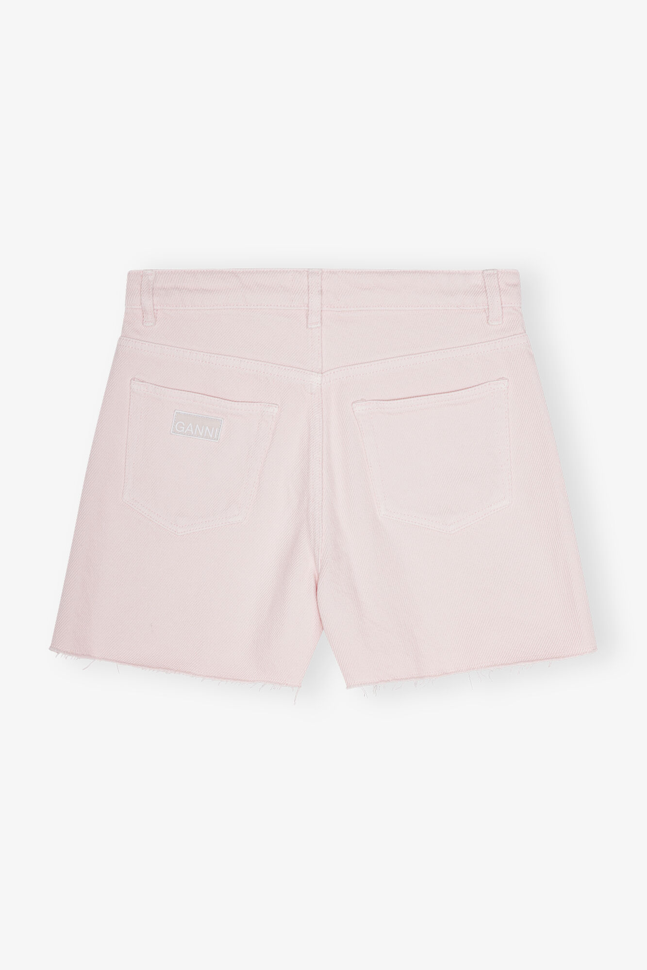 Light Pink Denim Shorts, Cotton, in colour Mauve Chalk - 2 - GANNI