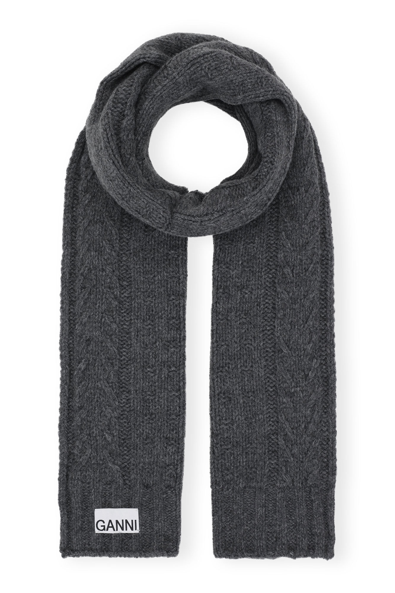 Frost Gray Grey Cable Scarf | GANNI US