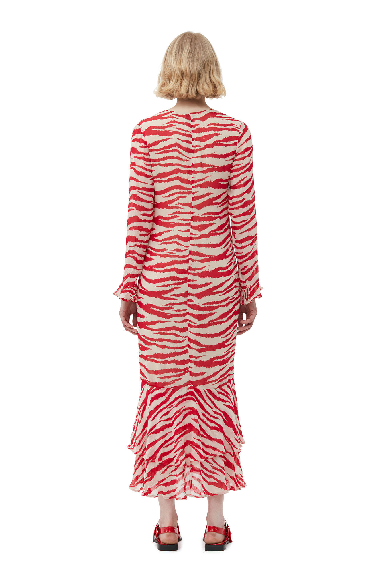Printed Light Georgette Maxi Dress, Viscose, in colour Castle Wall - 2 - GANNI