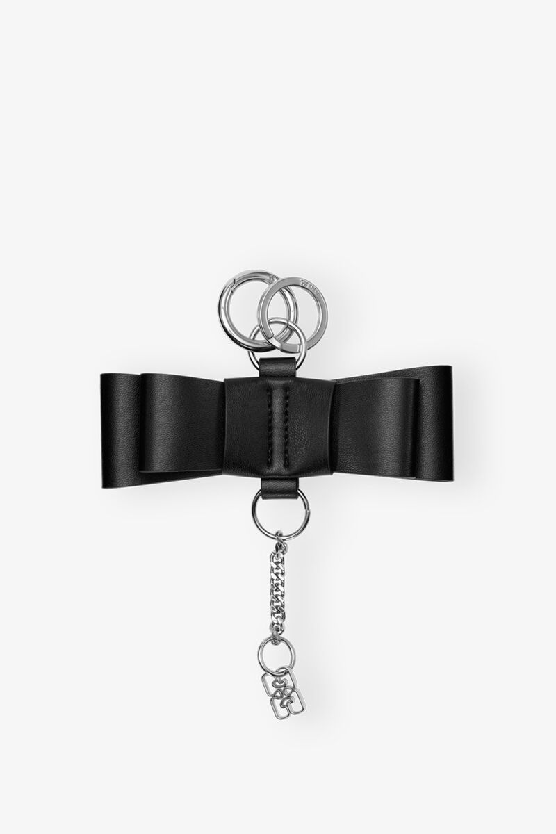 Black GANNI Bow Keyring, Polyester, in colour Black - 1 - GANNI