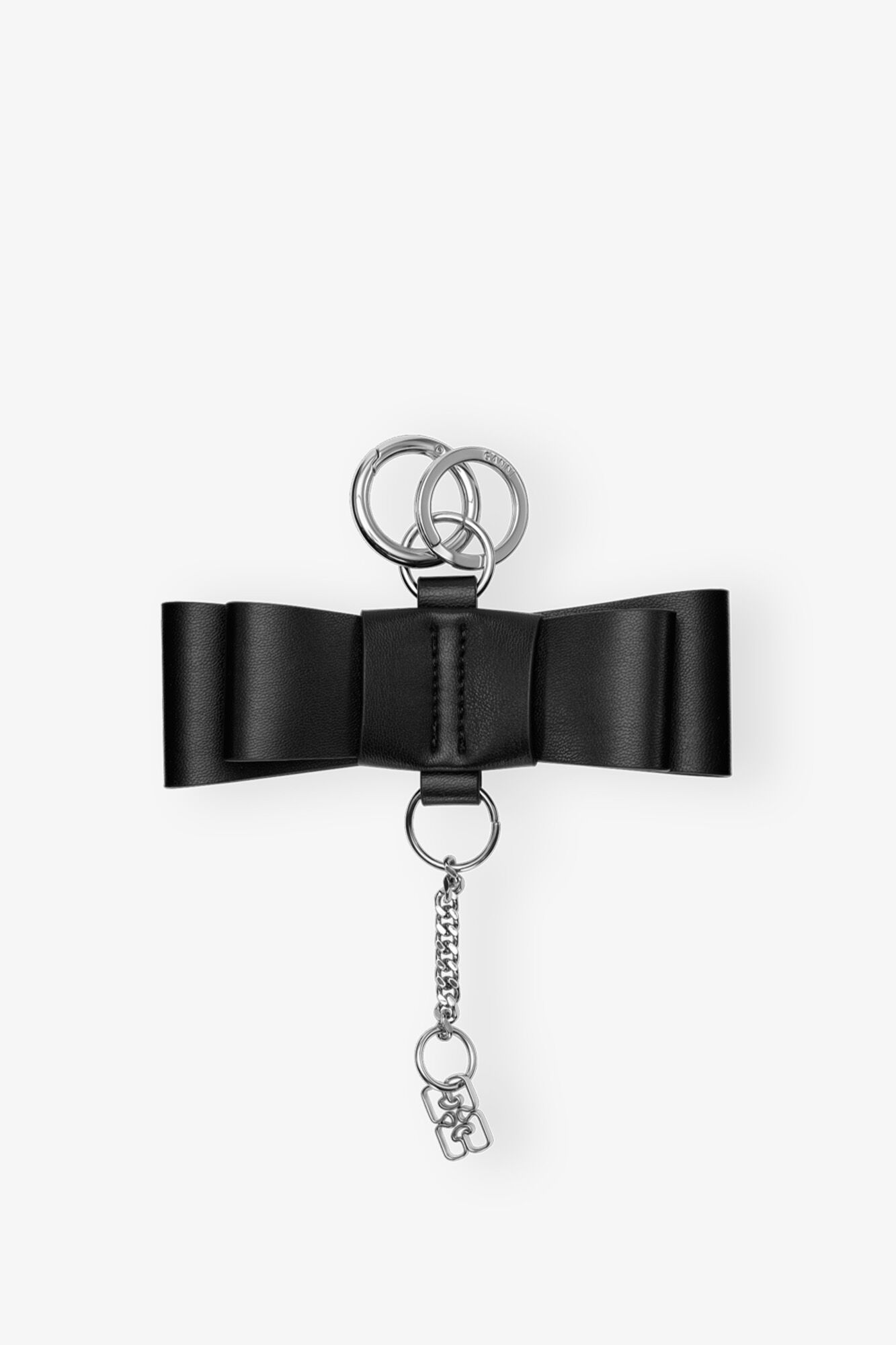 Black GANNI Bow Keyring, Polyester, in colour Black - 1 - GANNI