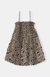 Embellished Babydoll Mini Dress, Polyamide, in colour Leopard - 1 - GANNI
