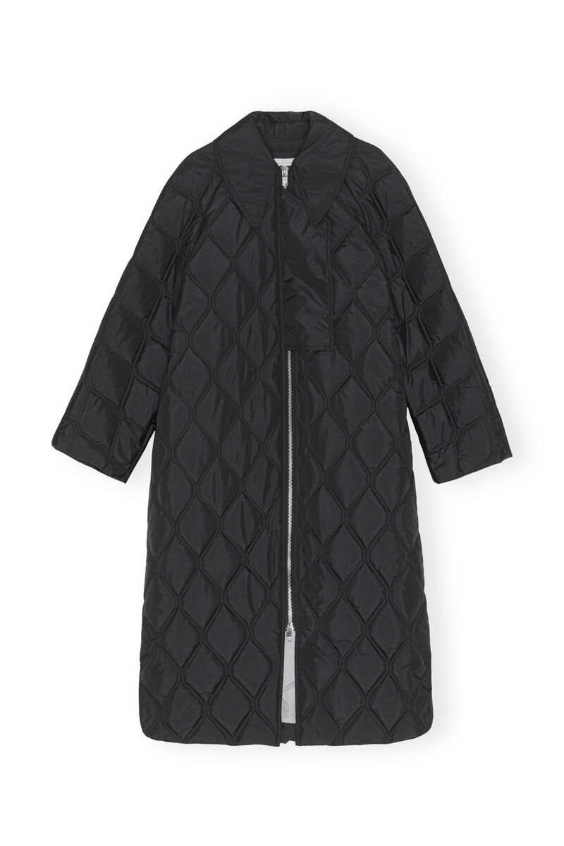 Ripstop Quilt Coat, Recycled Polyester, in colour Black - 1 - GANNI