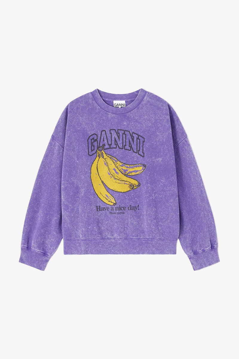 Vintage Wash Sweatshirt, Organic Cotton, in colour Passion Flower - 1 - GANNI