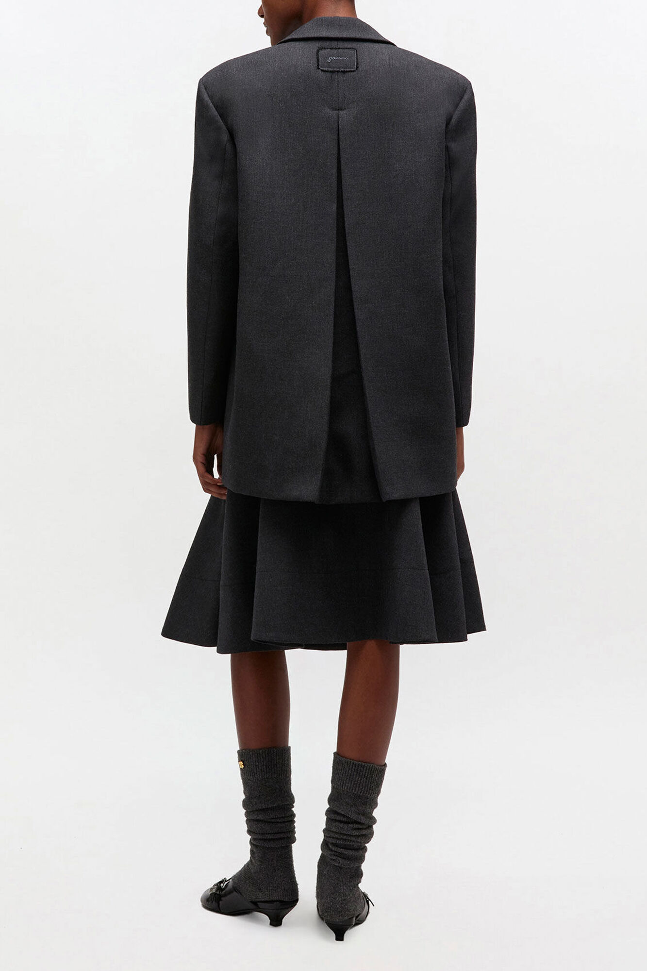 Grey Wool Suiting Blazer | GANNI US
