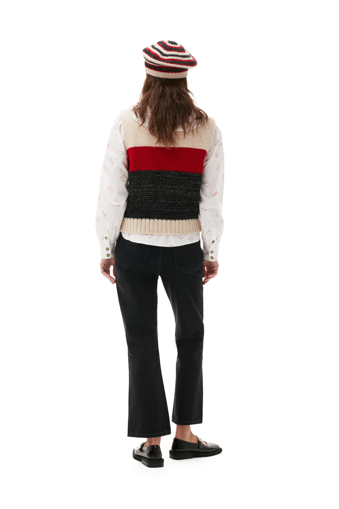 Chunky Cable Vest, Acryl, in colour Black Melange - 2 - GANNI