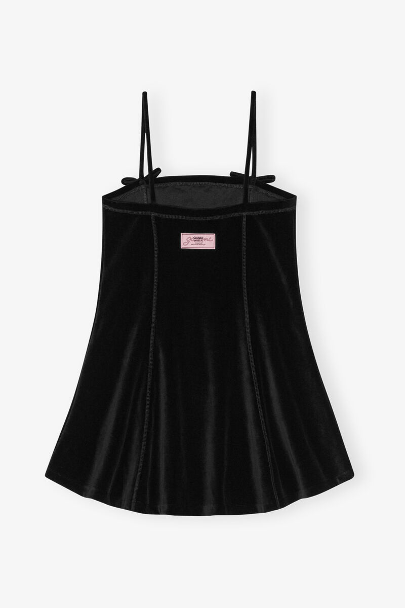 Velour Mini Dress, Cotton, in colour Black - 2 - GANNI