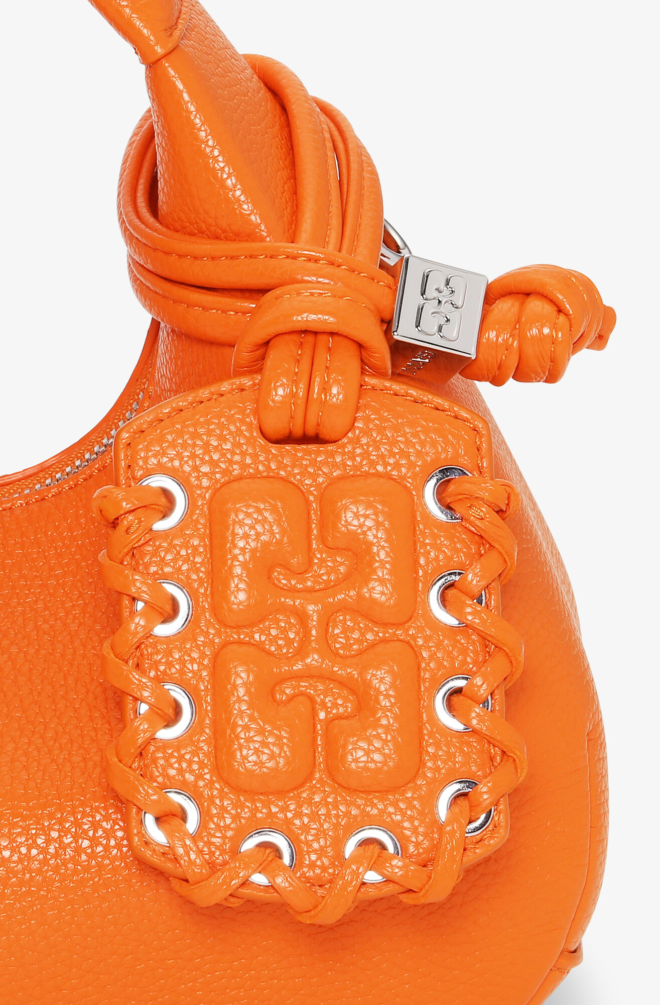 Orange Mini Hobo Bag, Polyurethane, in colour Russet Orange - 4 - GANNI