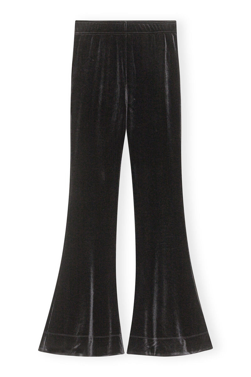 Velvet Flared Pants, in colour Black - 1 - GANNI