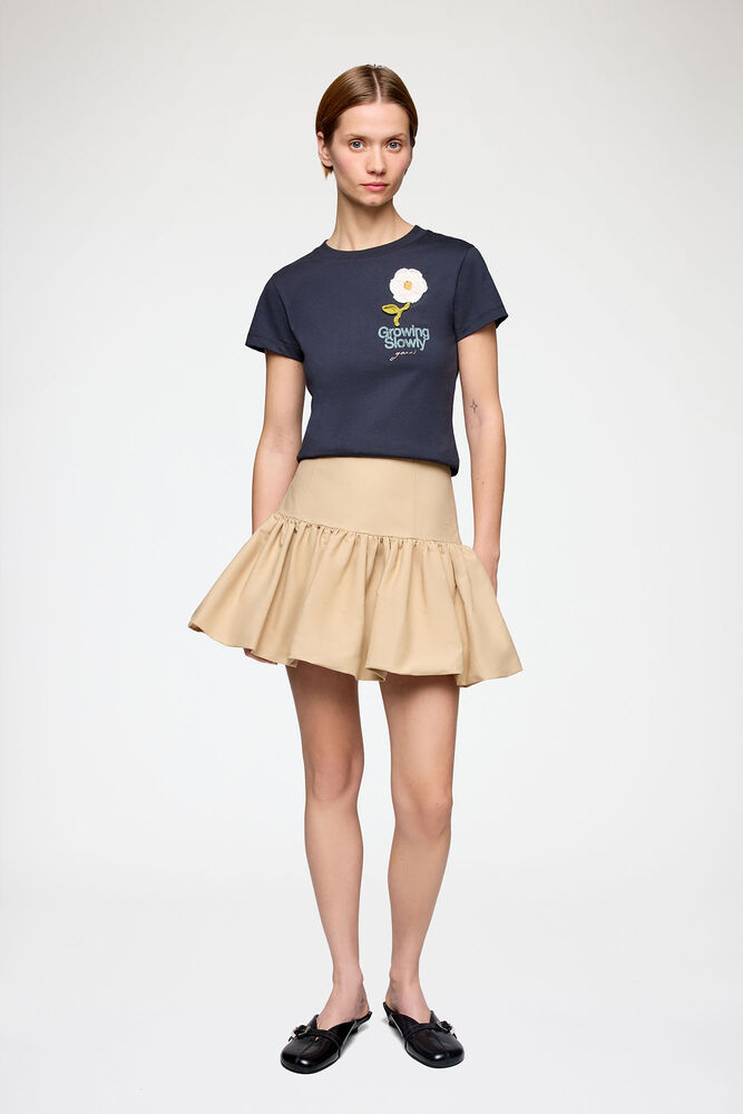 Skirt in Beige Cotton, Warm Sand