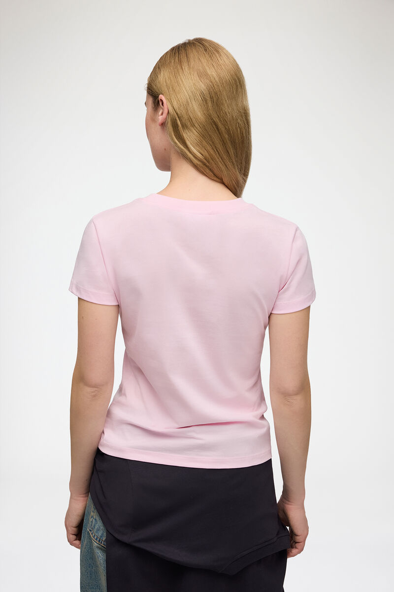 Baby Fit T-shirt with Forest Teddy, Organic Cotton, in colour Chalk Pink - 3 - GANNI