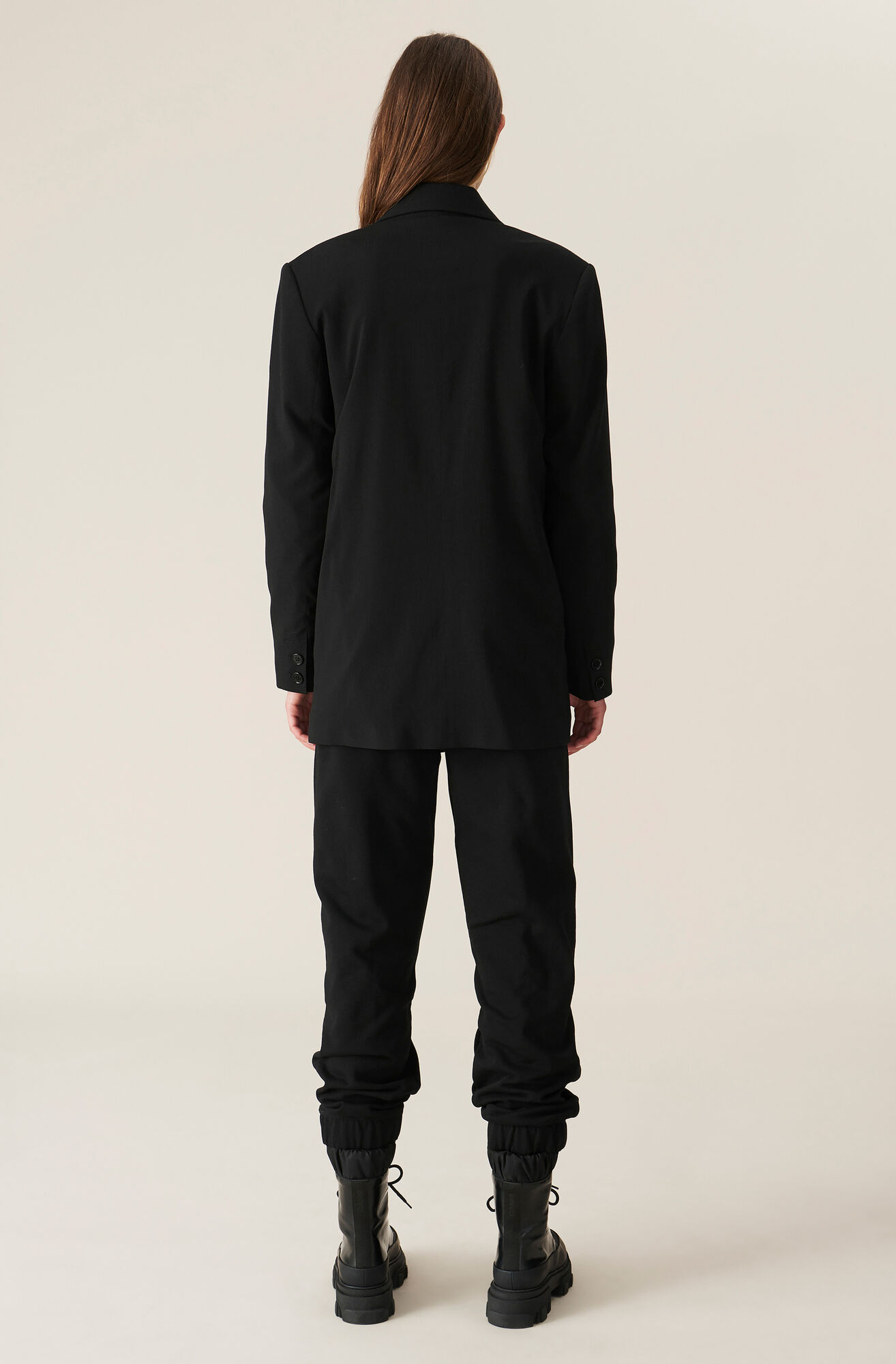 Black Melange Suiting Blazer Ganni No