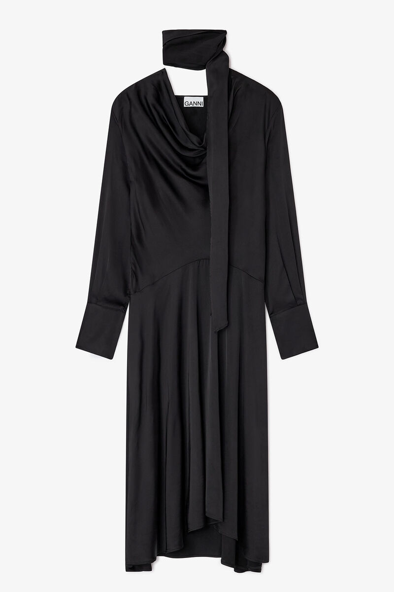 Black Scarf Dress, Elastane, in colour Black - 1 - GANNI