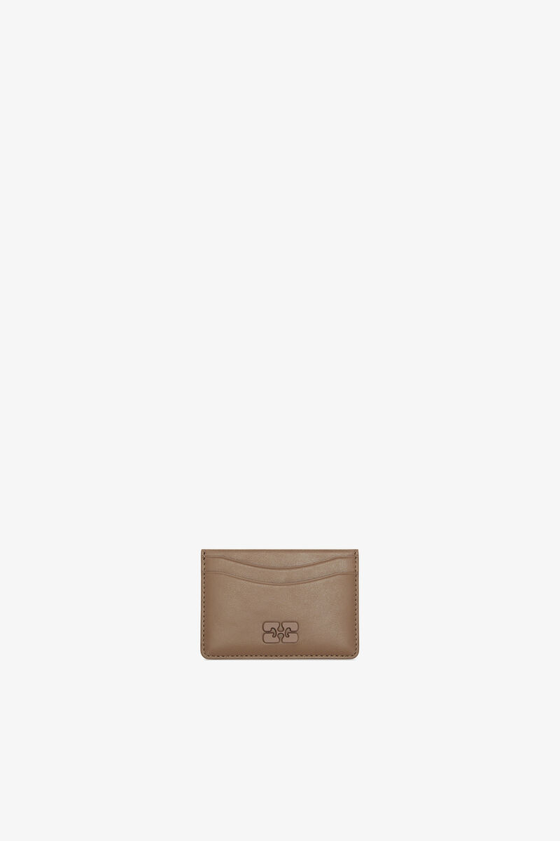 Bou Card Holder in Brown, Recycled Leather, in colour Coca Mocha - 1 - GANNI
