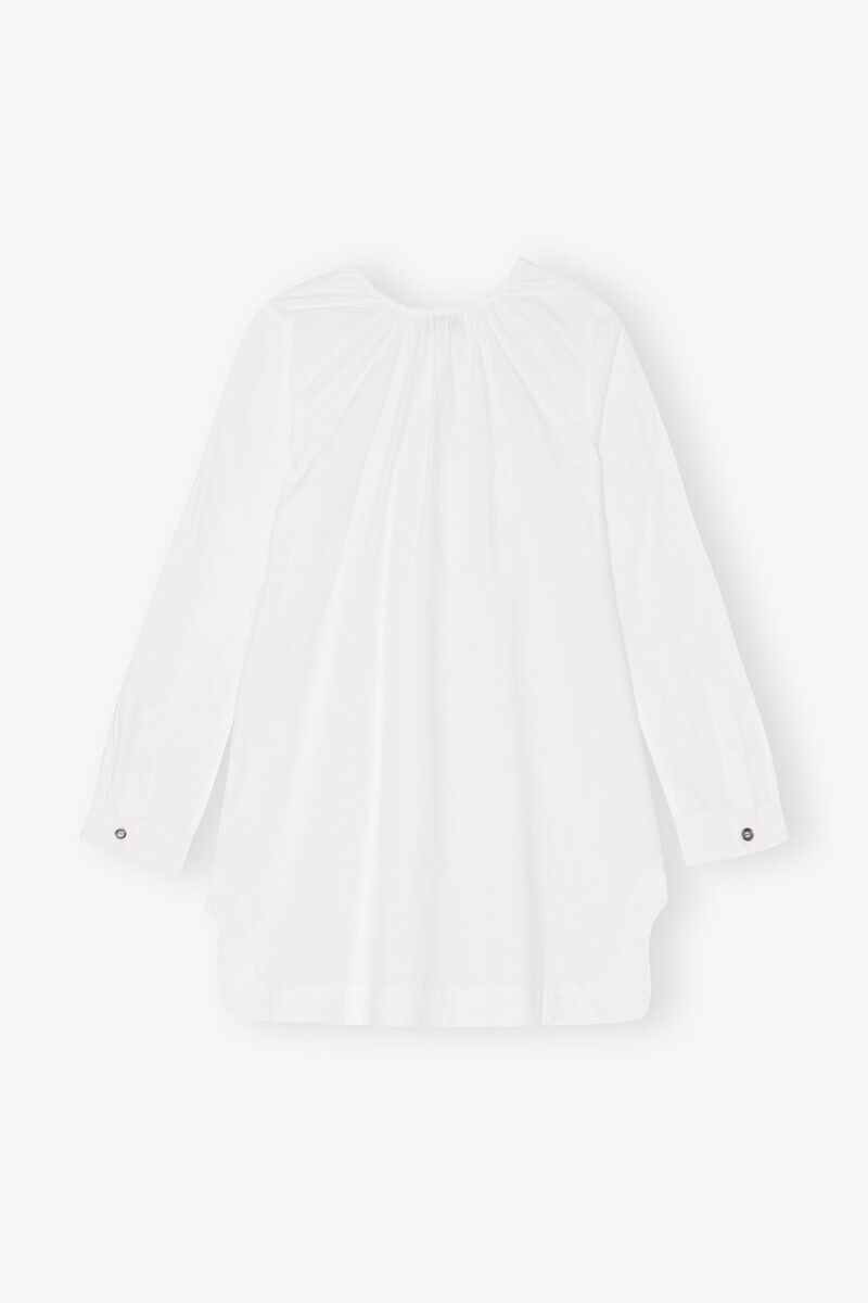 Cotton Poplin Square-neck Mini Dress, Cotton, in colour Bright White - 2 - GANNI