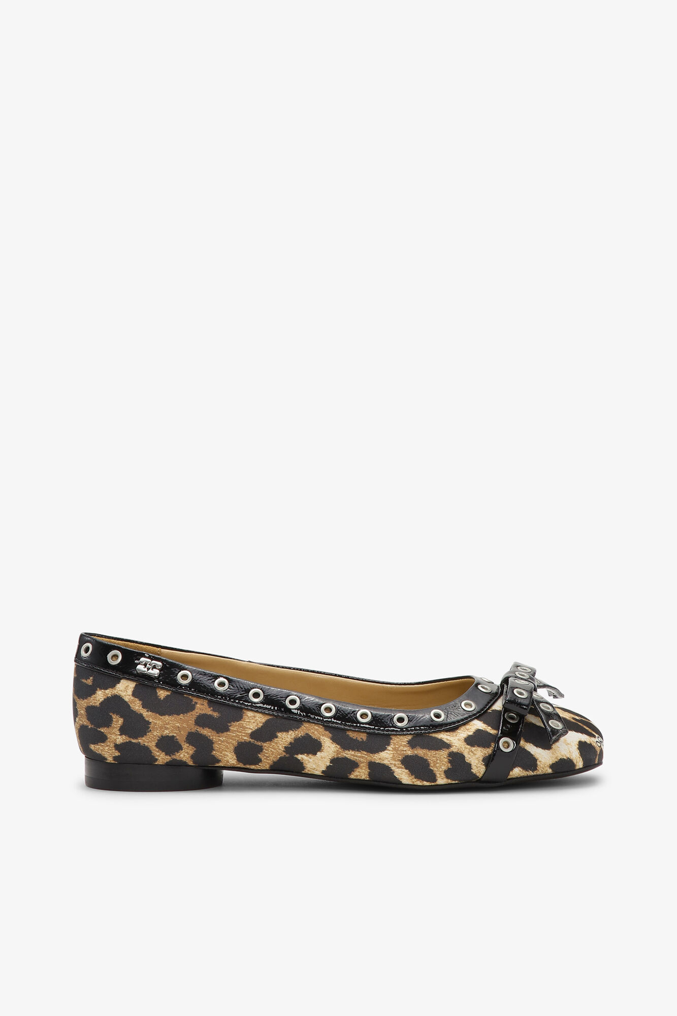 Leopard Eyelet Bow Ballerinas | GANNI ES