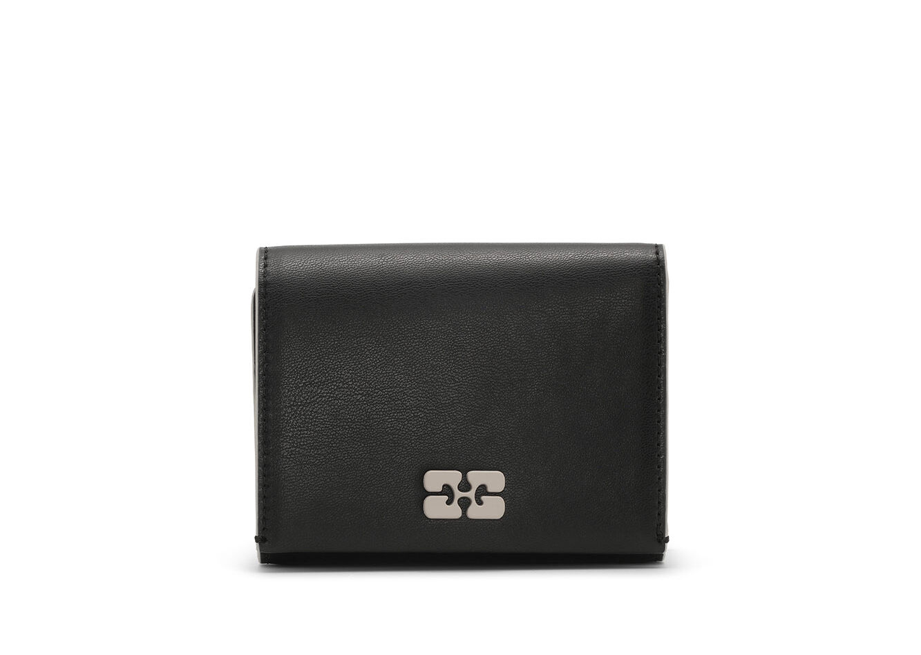 Black Ganni Bou Trifold Wallet, Polyester, in colour Black - 1 - GANNI