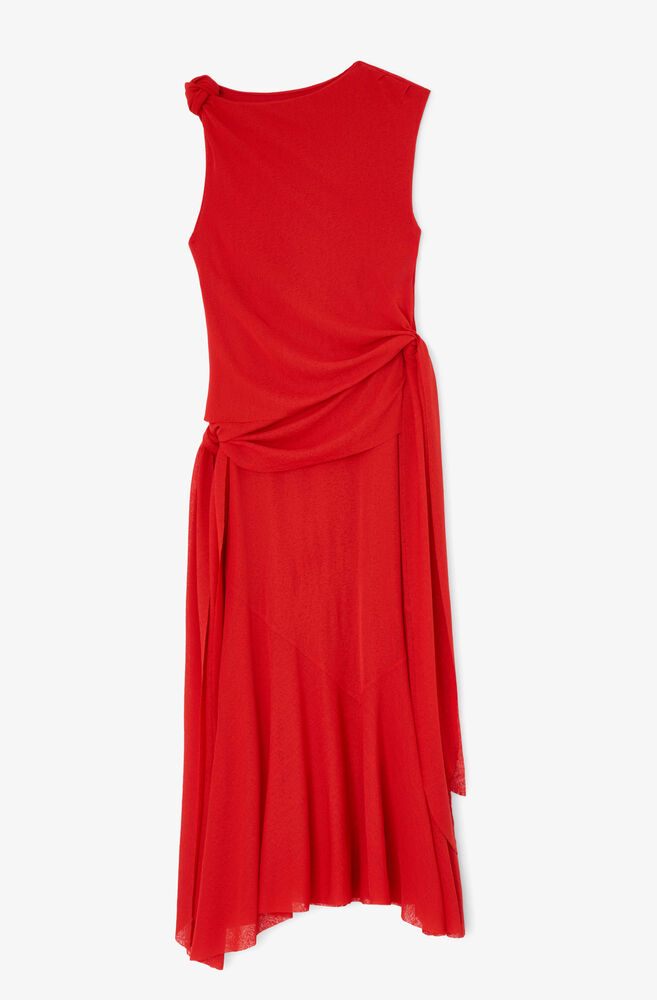 Long Dress in Marl Mesh, Goji Berry