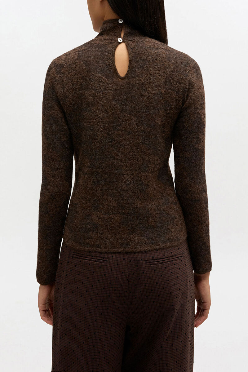 Transparenter Rollkragenpullover, Alpaca, in colour Chocolate Plum - 3 - GANNI