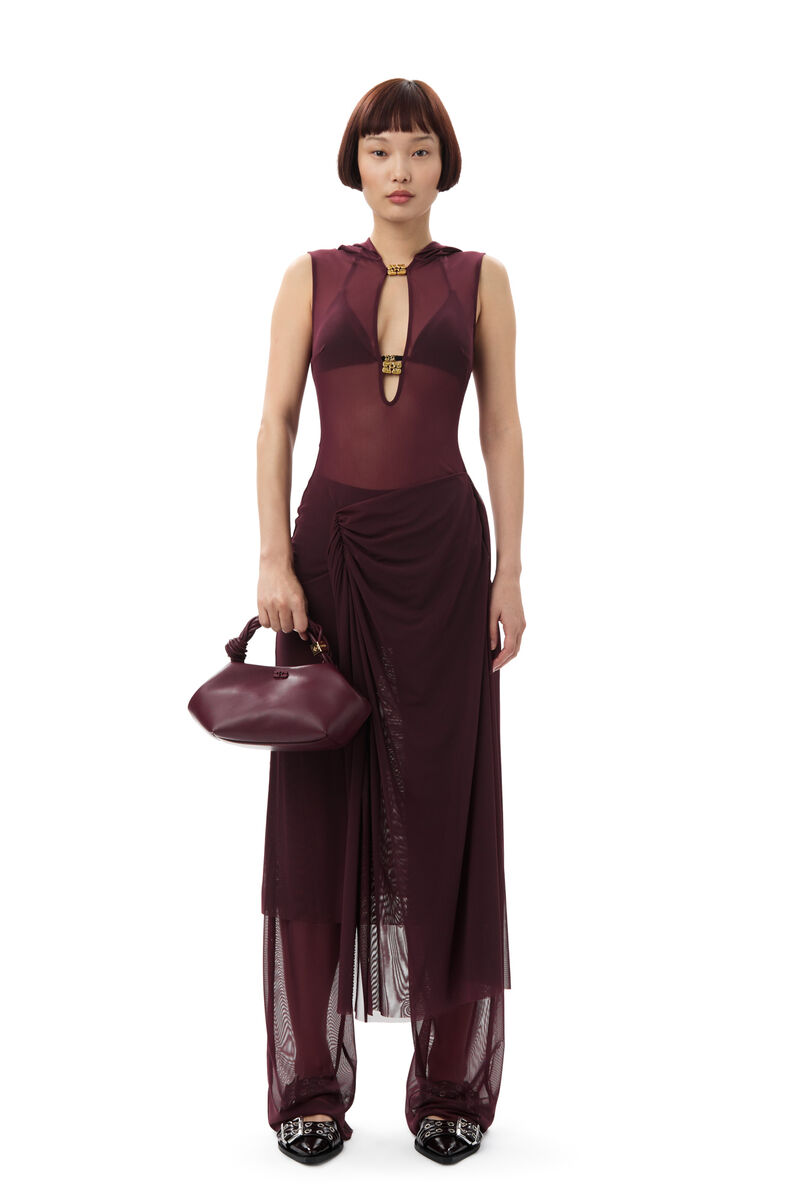 GANNI x Paloma Elsesser Mesh Sleeveless Layer Kleid, Recycled Nylon, in colour Port Royale - 5 - GANNI
