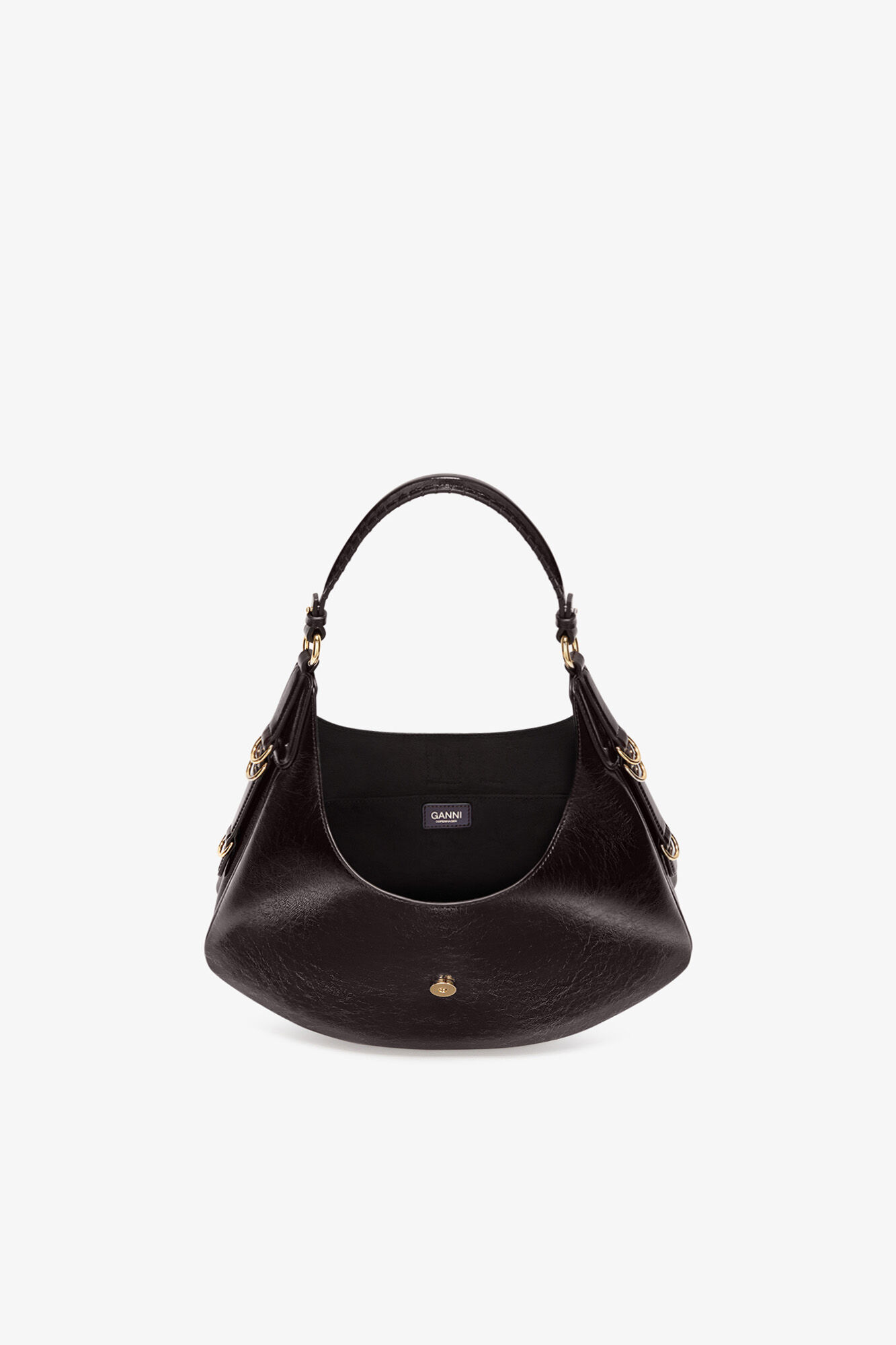 Small Kat Bag Shine in Brown, Polyester, in colour Demitasse - 3 - GANNI