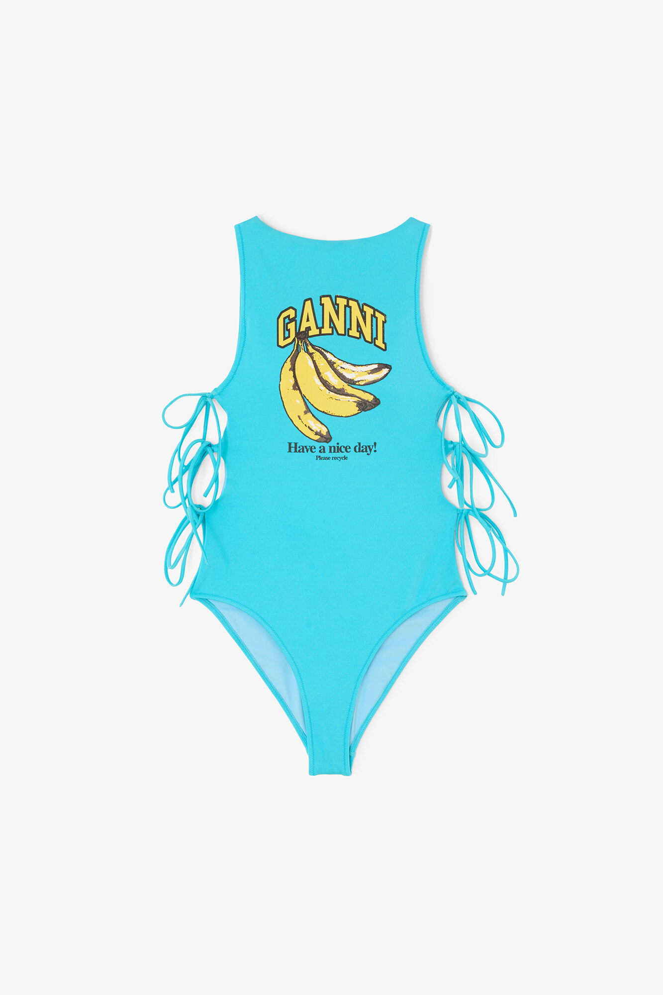 Badedragt med banan, Recycled Polyamide, in colour Blue Curacao - 1 - GANNI