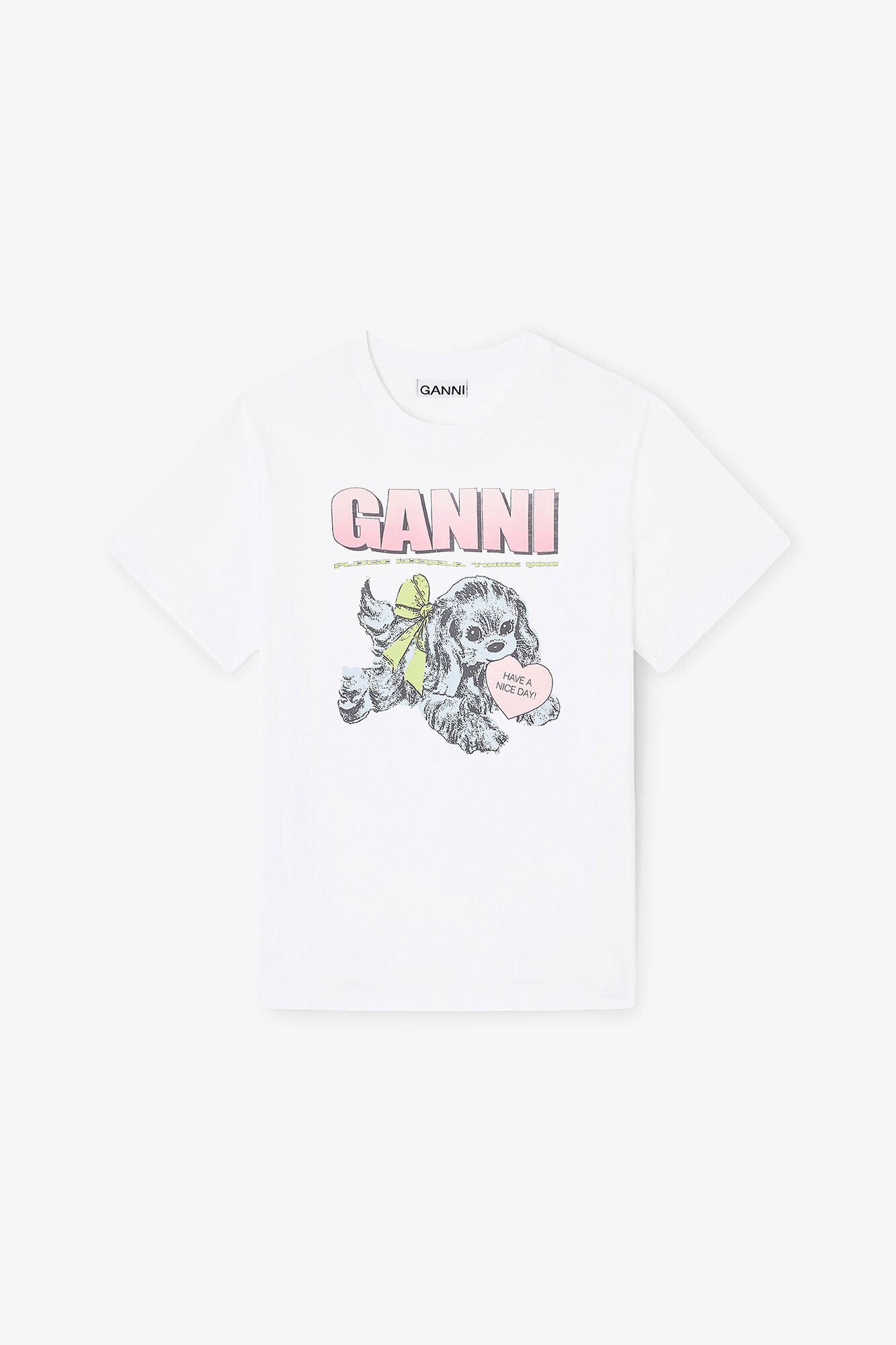 GANNI 犬イラスト Tシャツ ホワイト Bright White White Puppy T-shirt | GANNI (Global) ID