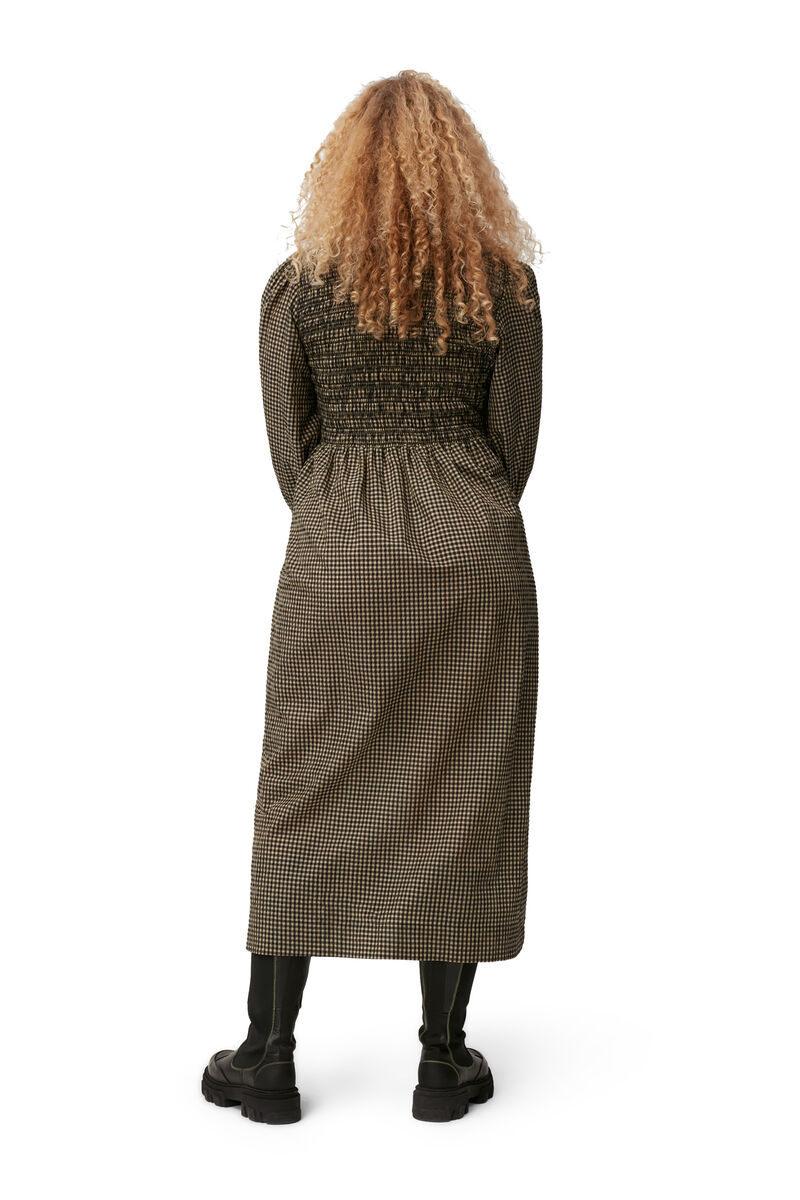 Seersucker Maxi Dress, Cotton, in colour Gingham Starfish - 5 - GANNI