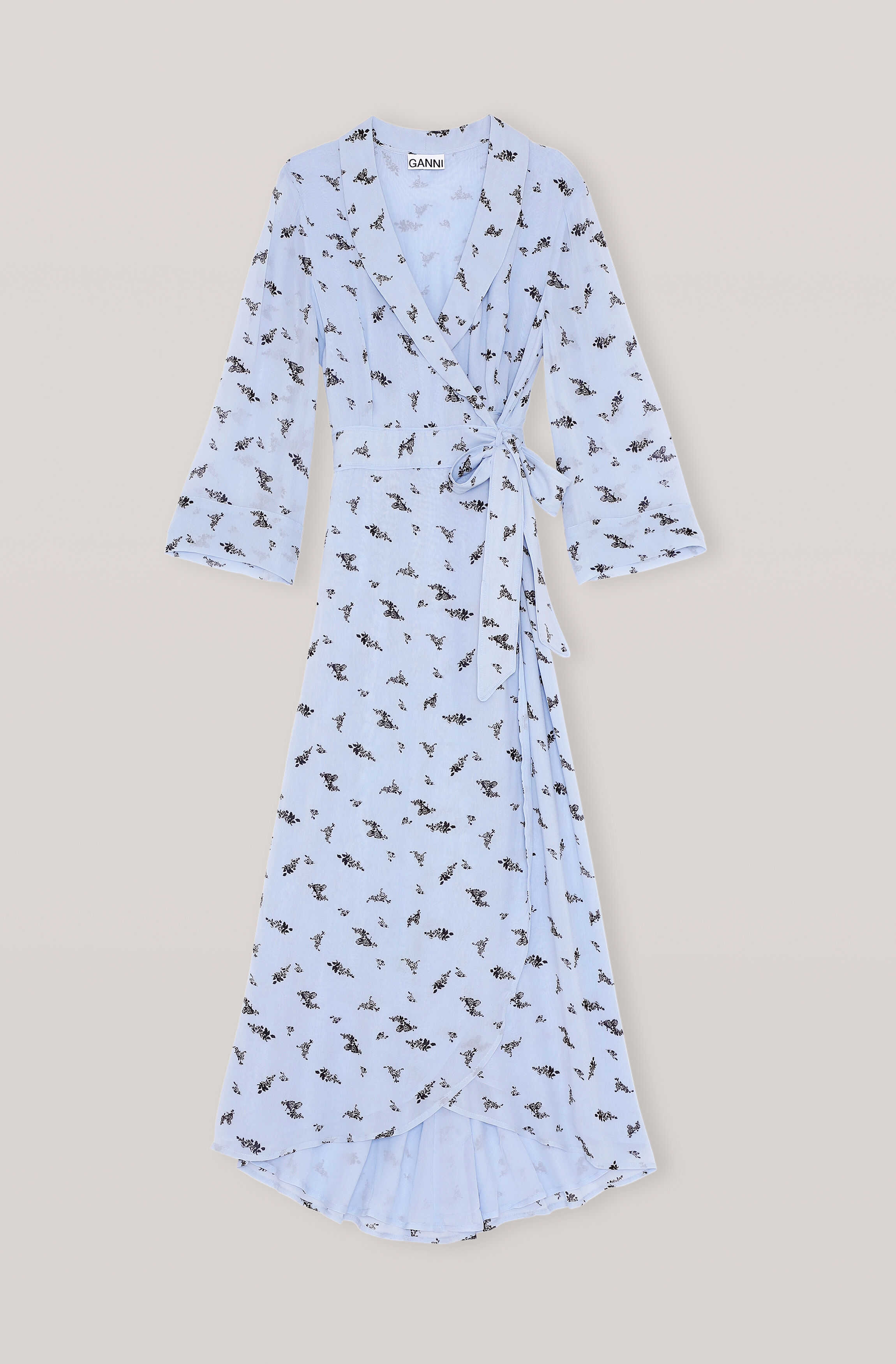 ganni crepe wrap dress
