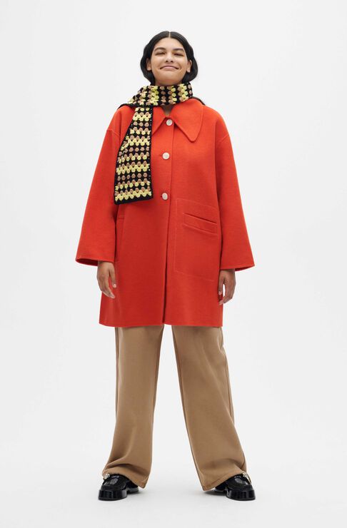 ganni wool wide collar coat