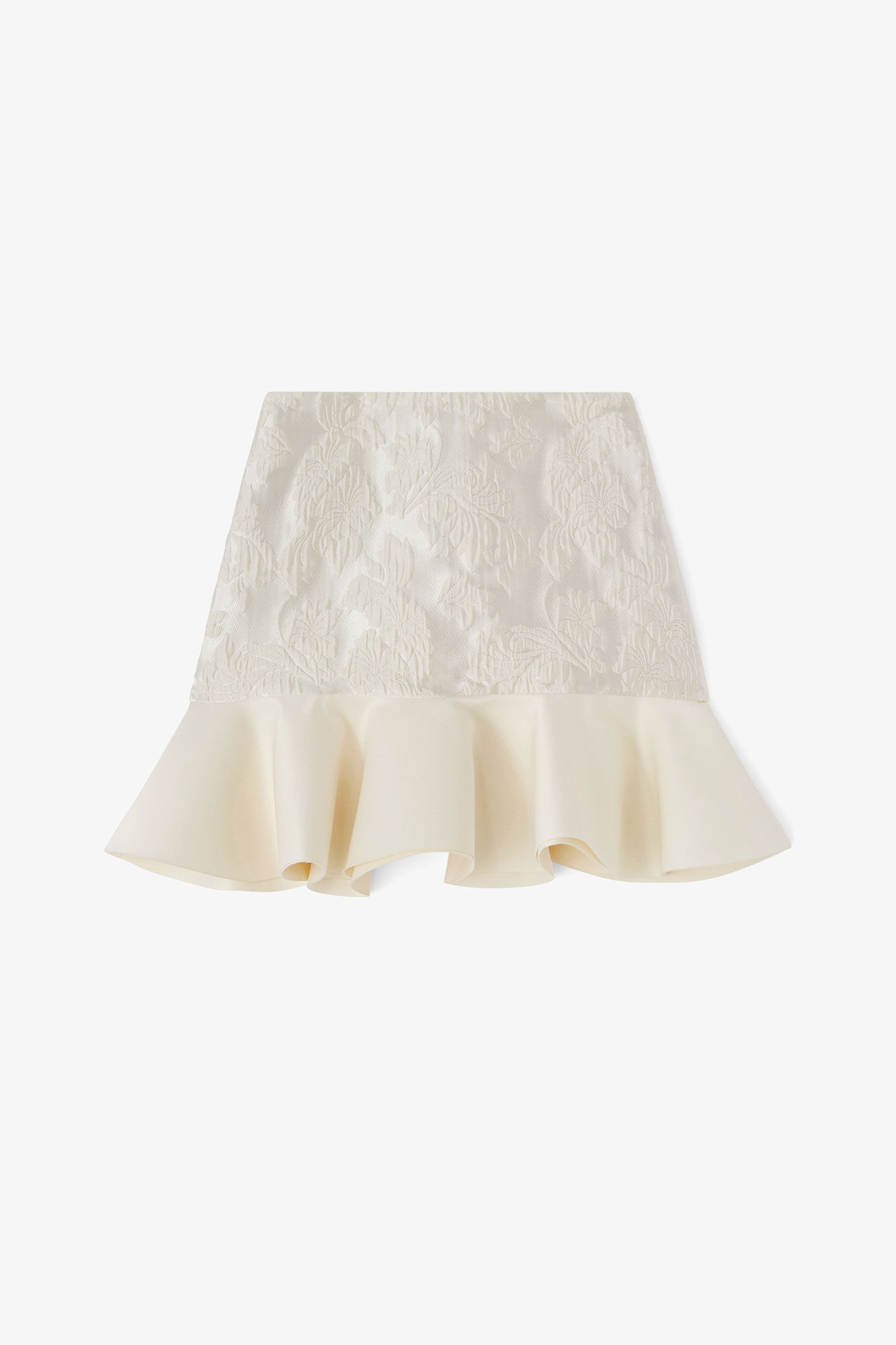 Satin Cloque Mini Skirt, Recycled Polyester, in colour Egret - 1 - GANNI