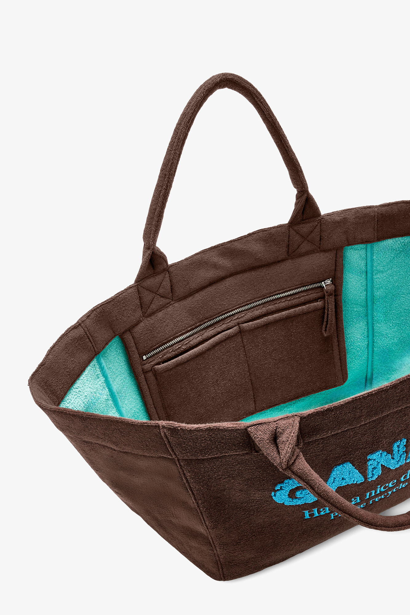 Tote XXL in Brown, Recycled Cotton, in colour Chicory Coffee - 3 - GANNI