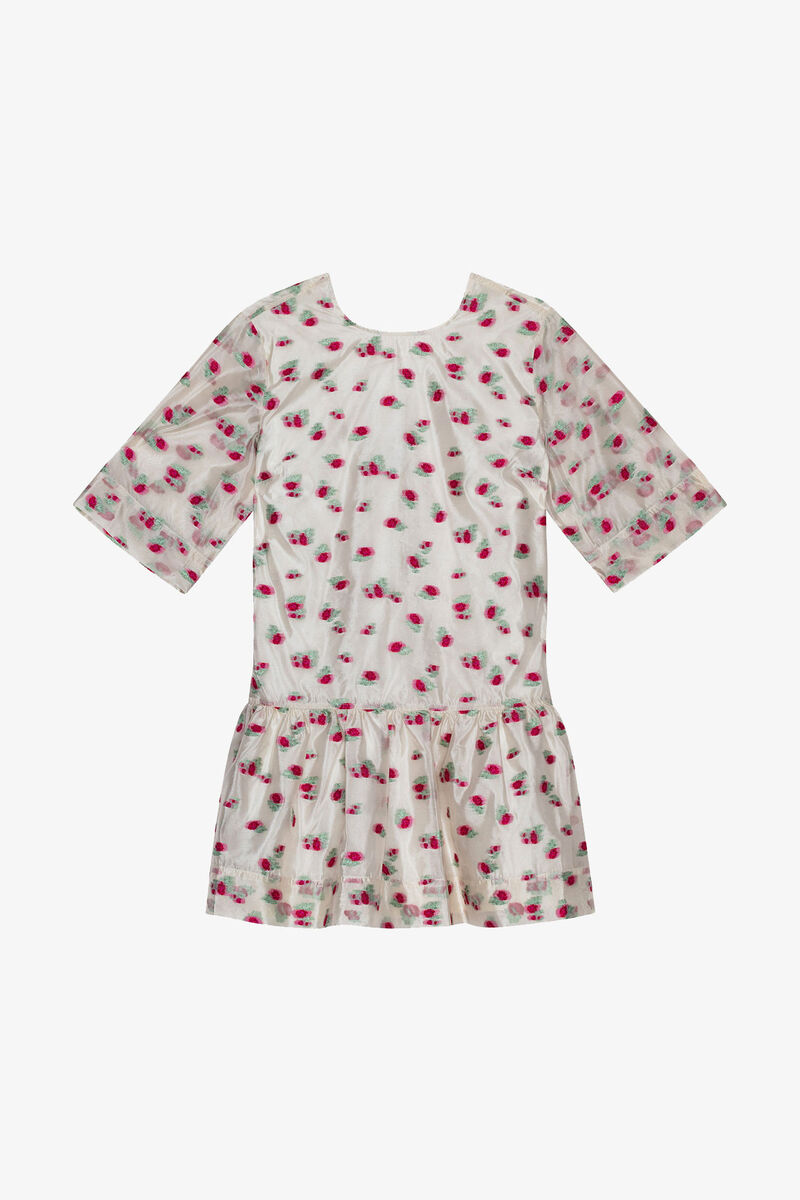 Organza Jacquard Open-back Mini Dress, Polyester, in colour Tofu - 1 - GANNI