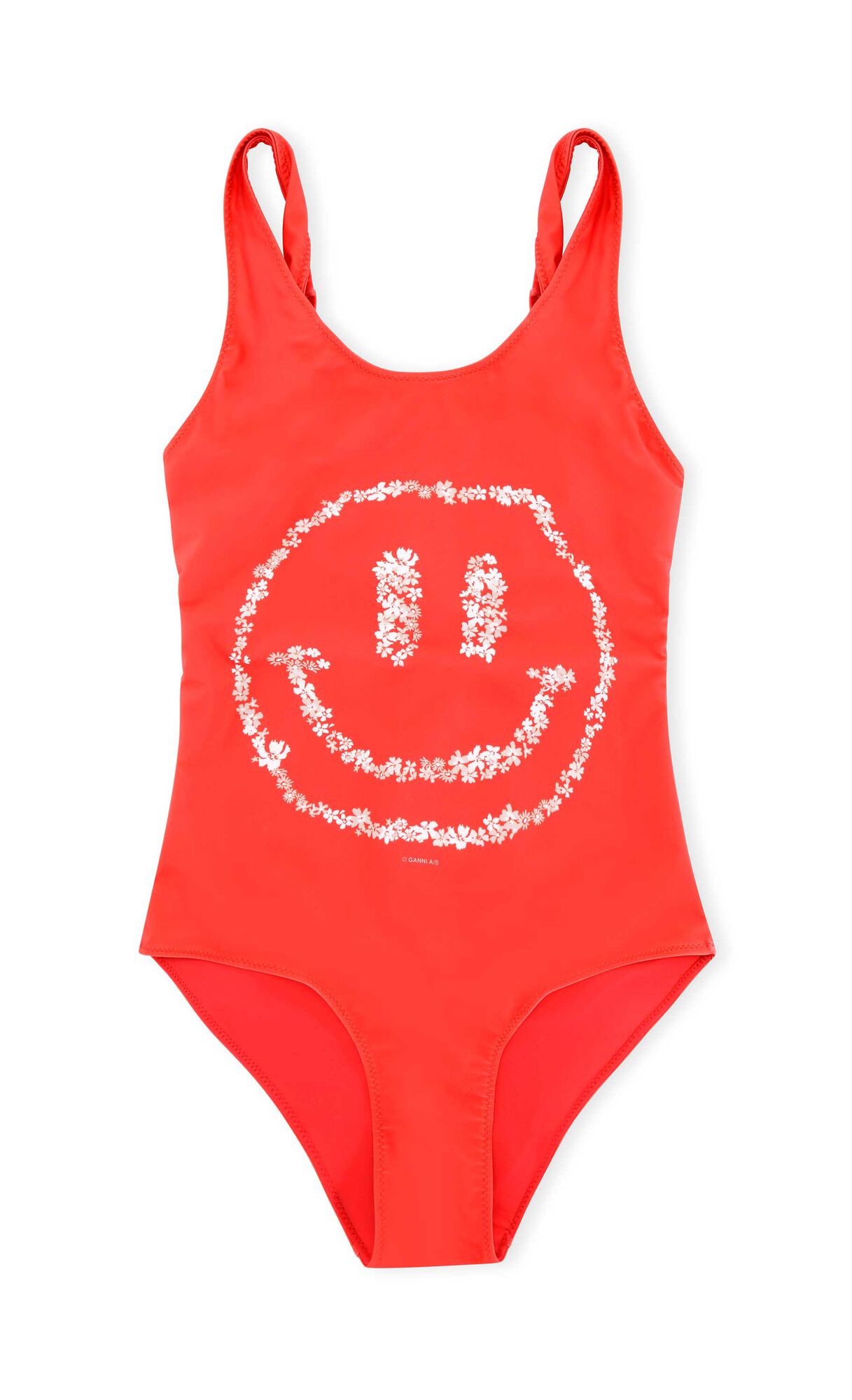 Smiley One-Piece Swimsuit, Elastane, in colour High Risk Red - 1 - GANNI
