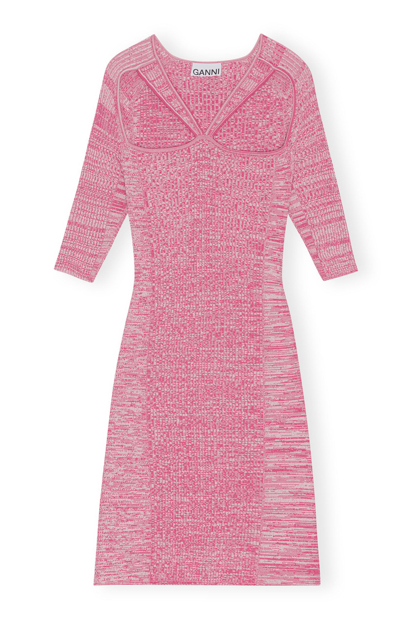 Melange Cut Out Mini Dress, Elastane, in colour Love Potion - 1 - GANNI