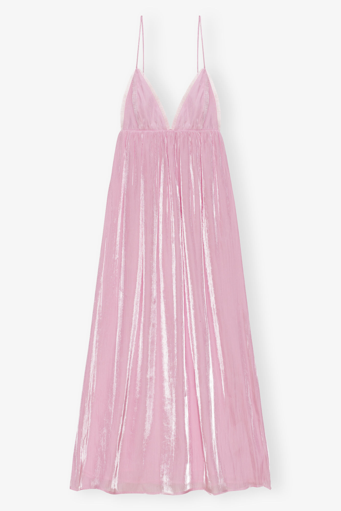 Pink Satin Strap Dress, Recycled Polyester, in colour Chalk Pink - 1 - GANNI