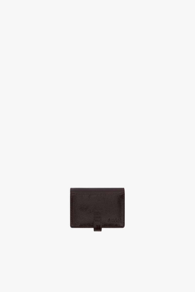 Sue Slim Card Holder in Brown, Polyester, in colour Demitasse - 2 - GANNI