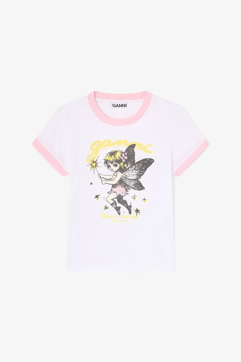 Baby Fit T-shirt with Fairy, Organic Cotton, in colour Bright White - 1 - GANNI