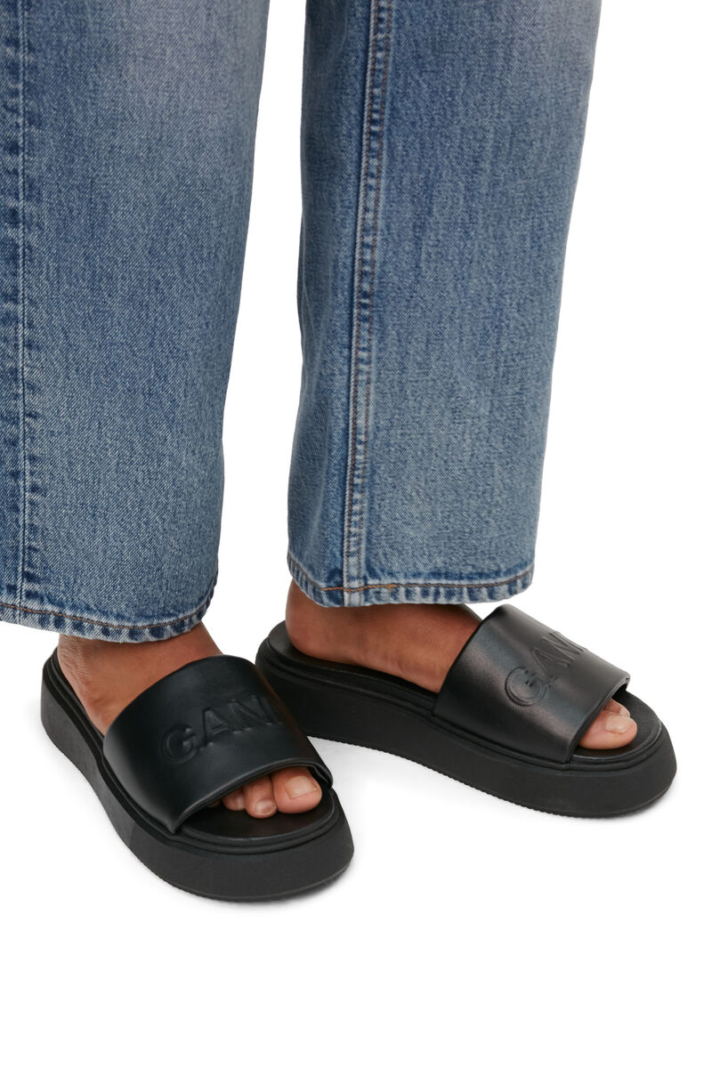 VEGEA™ Slide Sandals, Vegan Leather, in colour Black - 4 - GANNI