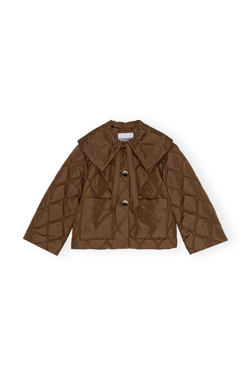 Ripstop-Steppjacke, Recycled Polyester, in colour Teak - 1 - GANNI