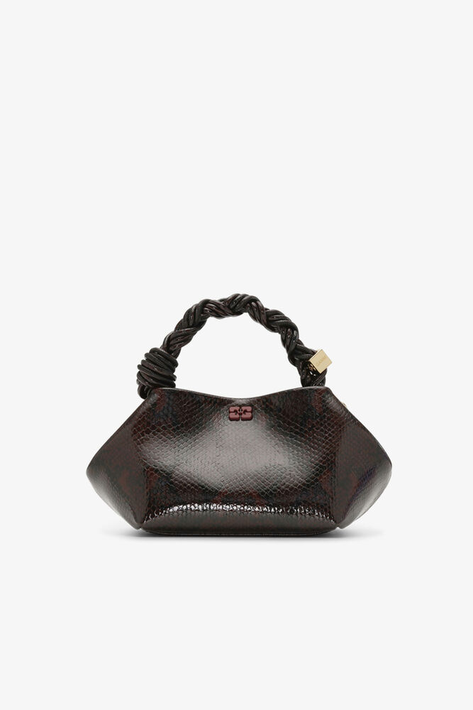 Dark Burgundy Snake Small GANNI Bou Bag, Dark Burgundy