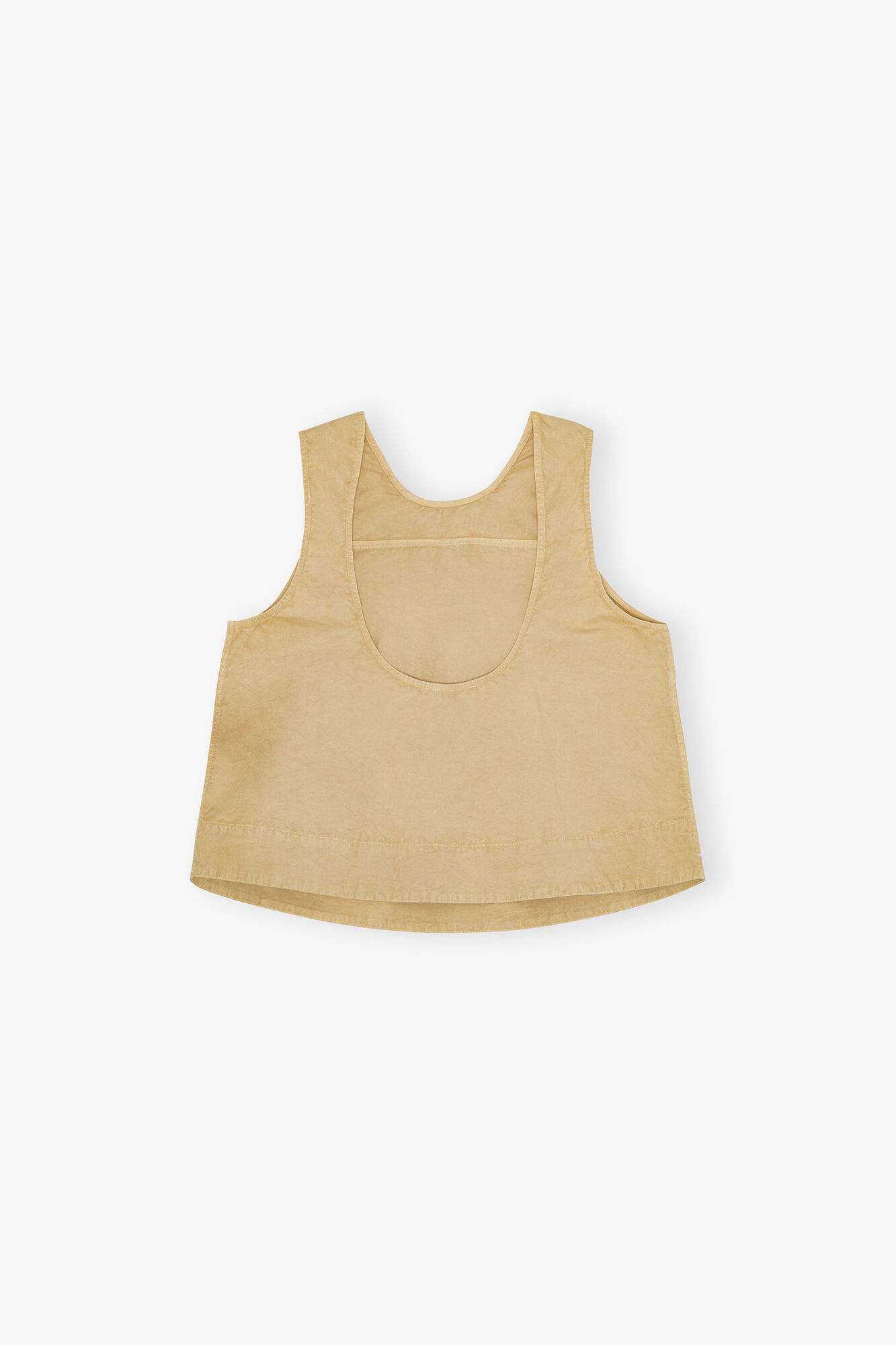 Beige Washed Stretch Cotton Sleeveless Top, Organic Cotton, in colour Lark - 2 - GANNI