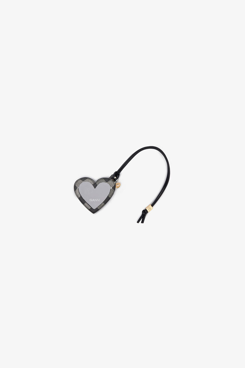 Black GANNI Bou Heart Mirror, Polyester, in colour Black - 2 - GANNI