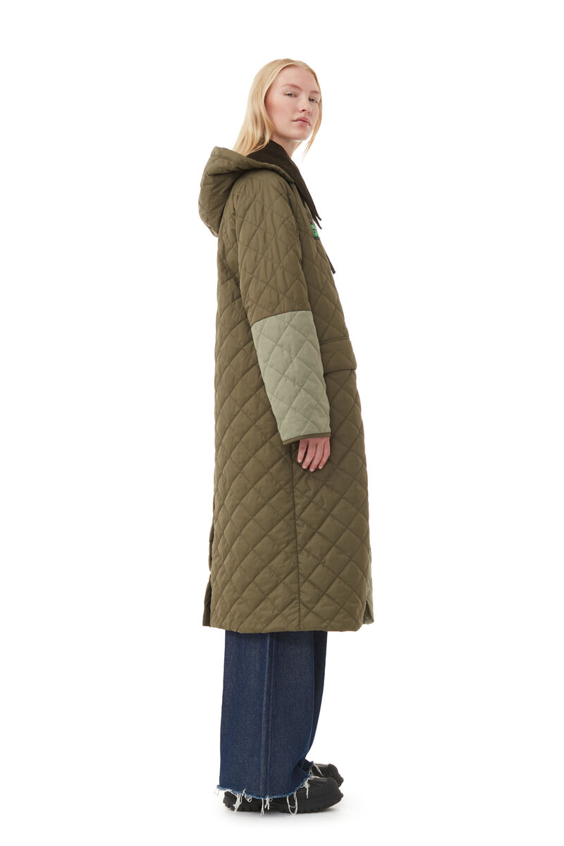 GANNI x Barbour Burghley Quilted Jakke, Recycled Polyester, in colour Kalamata - 3 - GANNI