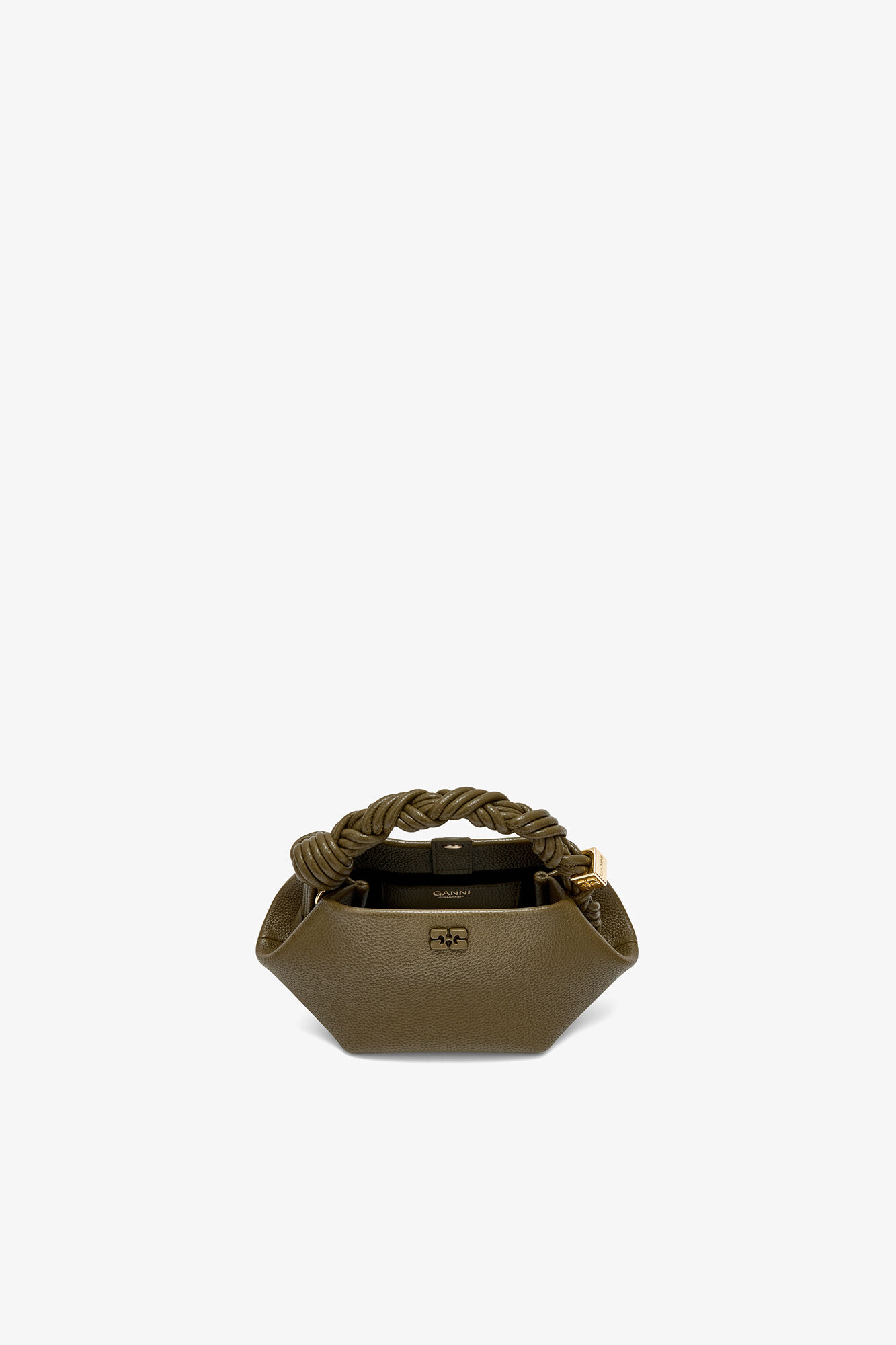 Mini sac vert grain&eacute; Bou, Recycled Polyester, in colour Military Olive - 3 - GANNI